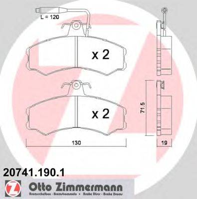 Комплект тормозных колодок, дисковый тормоз ZIMMERMANN 207411901