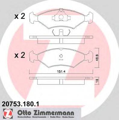 Комплект тормозных колодок, дисковый тормоз ZIMMERMANN 20640
