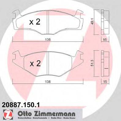 Комплект тормозных колодок, дисковый тормоз ZIMMERMANN 20888