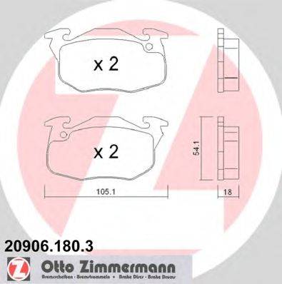 Комплект тормозных колодок, дисковый тормоз ZIMMERMANN 209061803