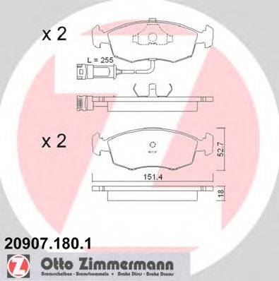 Комплект тормозных колодок, дисковый тормоз ZIMMERMANN 20909