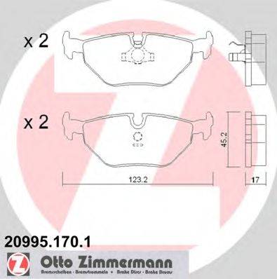 Комплект тормозных колодок, дисковый тормоз ZIMMERMANN 209951701