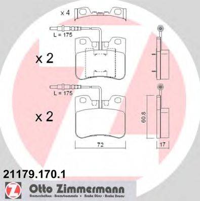 Комплект тормозных колодок, дисковый тормоз ZIMMERMANN 21179.170.1