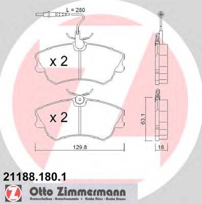 Комплект тормозных колодок, дисковый тормоз ZIMMERMANN 21188.180.1