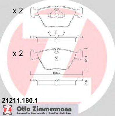 Комплект тормозных колодок, дисковый тормоз ZIMMERMANN 212111801