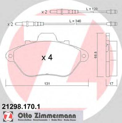 Комплект тормозных колодок, дисковый тормоз ZIMMERMANN 21298.170.1