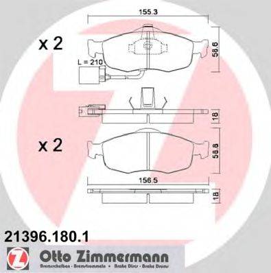 Комплект тормозных колодок, дисковый тормоз ZIMMERMANN 21582