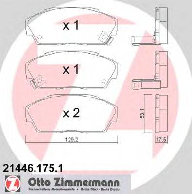 Комплект тормозных колодок, дисковый тормоз ZIMMERMANN 214461751