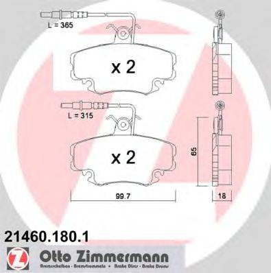 Комплект тормозных колодок, дисковый тормоз ZIMMERMANN 21460.180.1