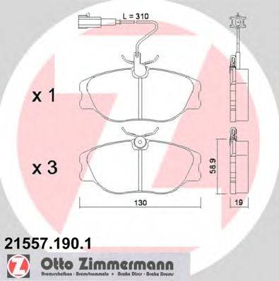 Комплект тормозных колодок, дисковый тормоз ZIMMERMANN 21557
