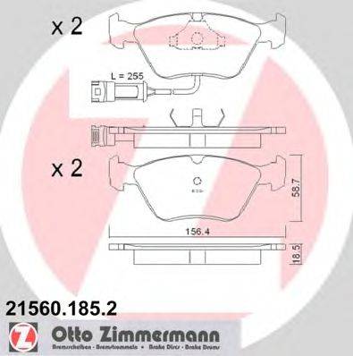 Комплект тормозных колодок, дисковый тормоз ZIMMERMANN 21560.185.2