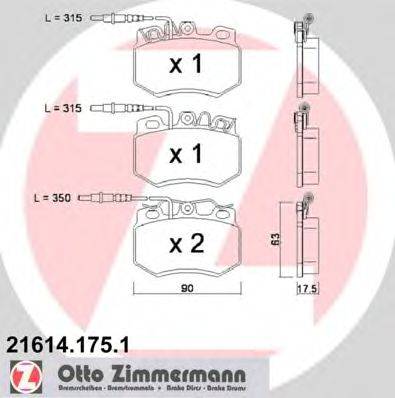 Комплект тормозных колодок, дисковый тормоз ZIMMERMANN 21615