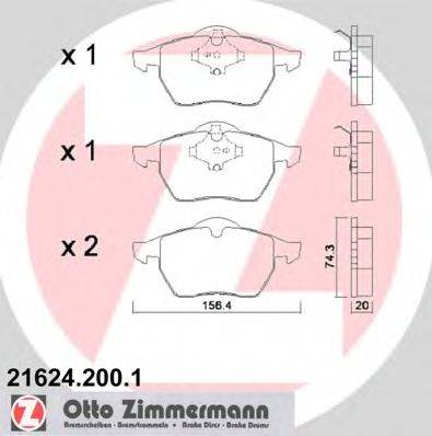 Комплект тормозных колодок, дисковый тормоз ZIMMERMANN 216242001