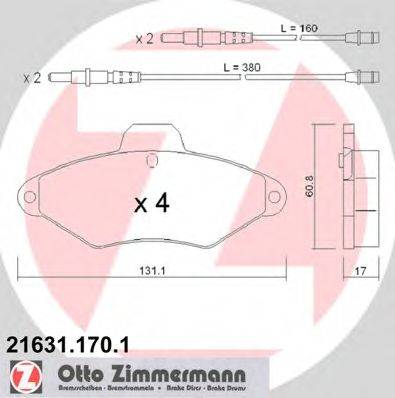 Комплект тормозных колодок, дисковый тормоз ZIMMERMANN 21631