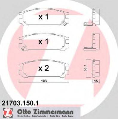 Комплект тормозных колодок, дисковый тормоз ZIMMERMANN 21703.150.1