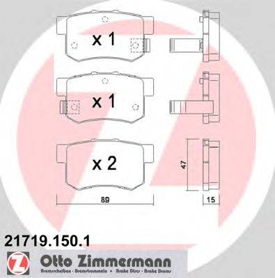 Комплект тормозных колодок, дисковый тормоз ZIMMERMANN 21721