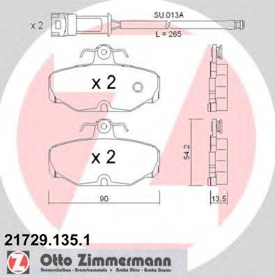 Комплект тормозных колодок, дисковый тормоз ZIMMERMANN 21729