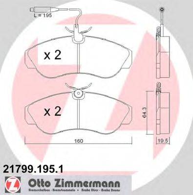 Комплект тормозных колодок, дисковый тормоз ZIMMERMANN 21800