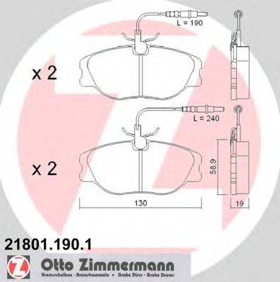 Комплект тормозных колодок, дисковый тормоз ZIMMERMANN 21802
