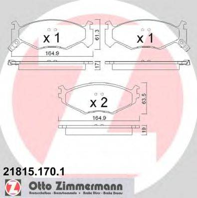 Комплект тормозных колодок, дисковый тормоз ZIMMERMANN 21817