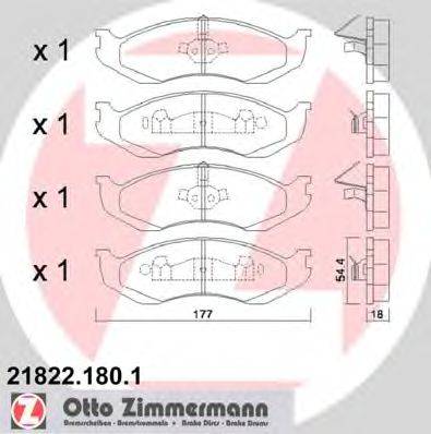 Комплект тормозных колодок, дисковый тормоз ZIMMERMANN 21822.180.1