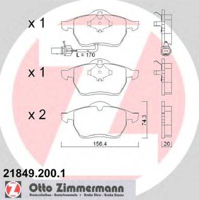 Комплект тормозных колодок, дисковый тормоз ZIMMERMANN 218492001