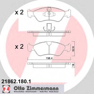 Комплект тормозных колодок, дисковый тормоз ZIMMERMANN 21862.180.1