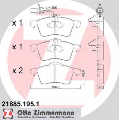 Комплект тормозных колодок, дисковый тормоз ZIMMERMANN 23163