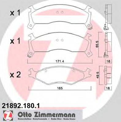 Комплект тормозных колодок, дисковый тормоз ZIMMERMANN 21893
