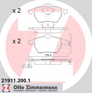 Комплект тормозных колодок, дисковый тормоз ZIMMERMANN 219112001