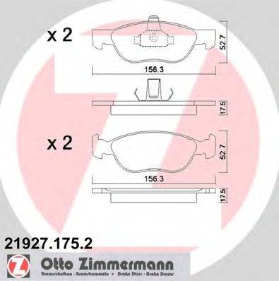 Комплект тормозных колодок, дисковый тормоз ZIMMERMANN 21927.175.2
