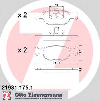 Комплект тормозных колодок, дисковый тормоз ZIMMERMANN 219311751