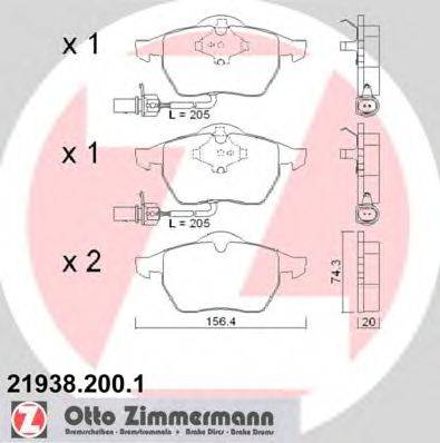 Комплект тормозных колодок, дисковый тормоз ZIMMERMANN 219382001