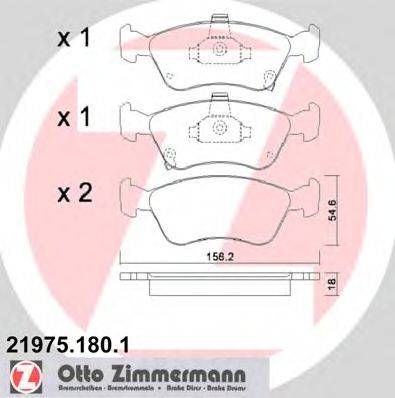 Комплект тормозных колодок, дисковый тормоз ZIMMERMANN 21975.180.1