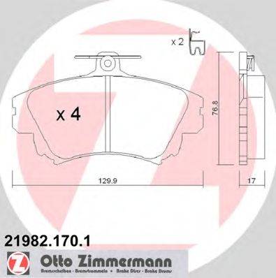 Комплект тормозных колодок, дисковый тормоз ZIMMERMANN 21982