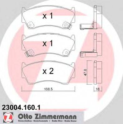 Комплект тормозных колодок, дисковый тормоз ZIMMERMANN 230041601