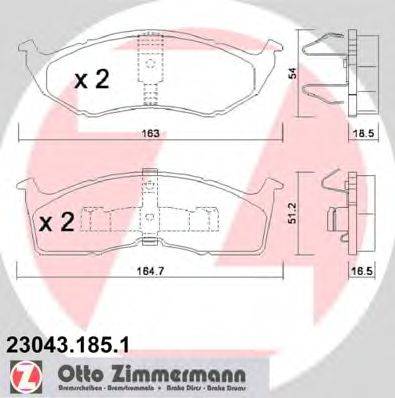 Комплект тормозных колодок, дисковый тормоз ZIMMERMANN 23043
