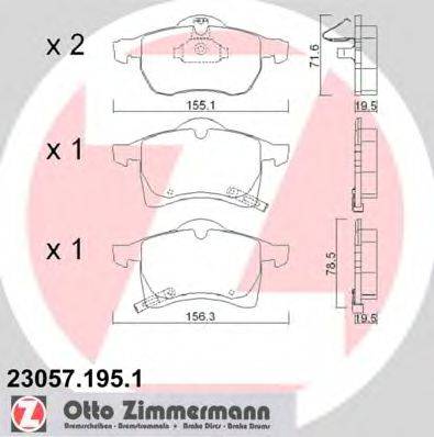 Комплект тормозных колодок, дисковый тормоз ZIMMERMANN 23059