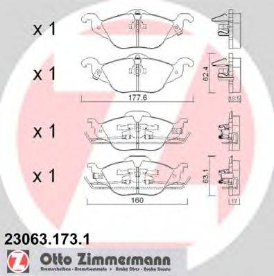 Комплект тормозных колодок, дисковый тормоз ZIMMERMANN 23067