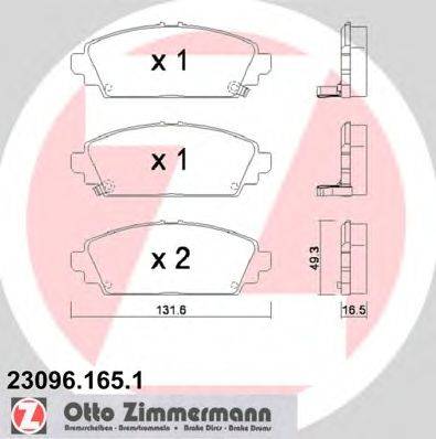 Комплект тормозных колодок, дисковый тормоз ZIMMERMANN 230961651