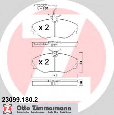 Комплект тормозных колодок, дисковый тормоз ZIMMERMANN 23100