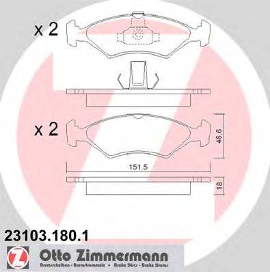 Комплект тормозных колодок, дисковый тормоз ZIMMERMANN 23103