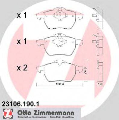 Комплект тормозных колодок, дисковый тормоз ZIMMERMANN 231061901
