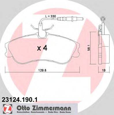 Комплект тормозных колодок, дисковый тормоз ZIMMERMANN 23124
