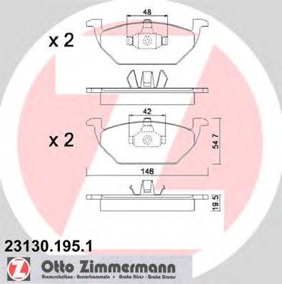 Комплект тормозных колодок, дисковый тормоз ZIMMERMANN 23131