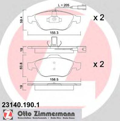 Комплект тормозных колодок, дисковый тормоз ZIMMERMANN 23141