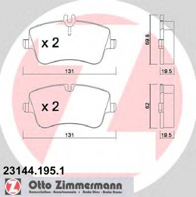 Комплект тормозных колодок, дисковый тормоз ZIMMERMANN 231441951
