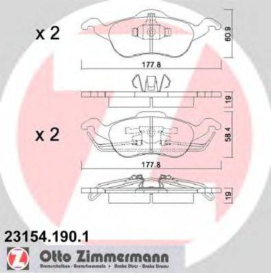 Комплект тормозных колодок, дисковый тормоз ZIMMERMANN 23155