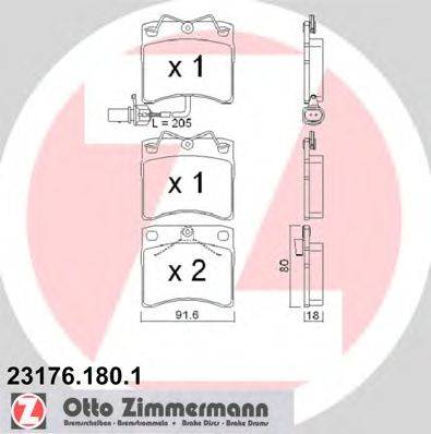 Комплект тормозных колодок, дисковый тормоз ZIMMERMANN 23176.180.1