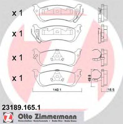 Комплект тормозных колодок, дисковый тормоз ZIMMERMANN 23189.165.1